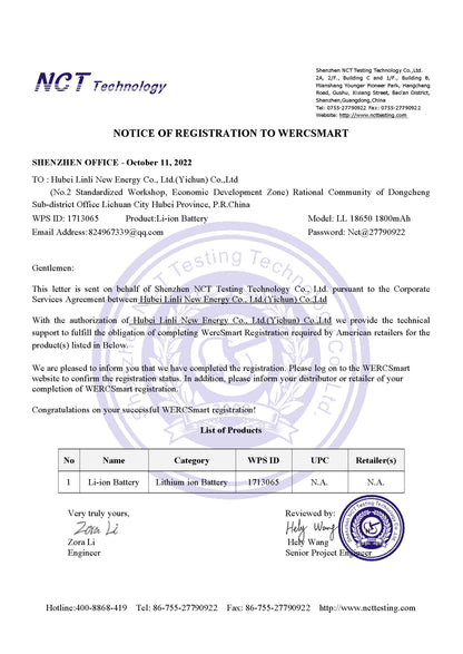 MSDS for ifanze li-on batteries