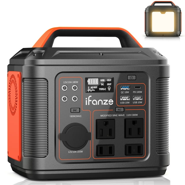 Portable Power Station 300W, Doosl 296Wh 80000mAh Outdoor Solar Generator for Outdoor Camping, Home Backup, RV Camping, Emergency, Power Outages