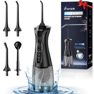 Posrue Water Flosser Pick, 4 Modes Cordless Dental Flosser for Teeth Cleaning, IPX7 Waterproof Portable Oral Irrigator for Travel, Home, 300ml Larger Tank, Black