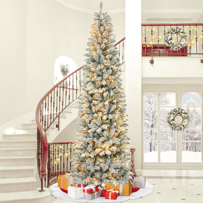 7.5FT Pre-Lit Pencil Christmas Tree, 250 Lights 1000 Tips Artificial Xmas Tree