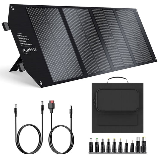 Qunler 100W Foldable Solar Panel with Kickstand for Portable Power Station,Portable Solar Charger for Camping,RV,off-Grid ,Black
