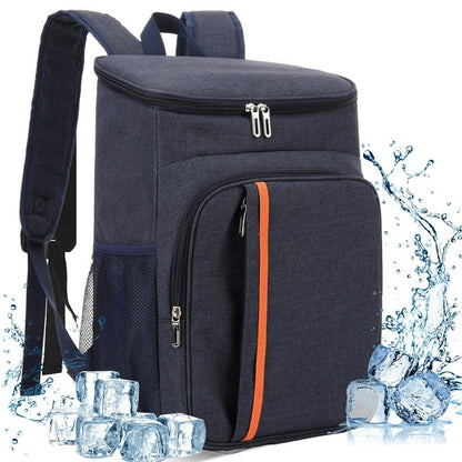 Qunler 23L Cooler Backpack, Soft Sided Insulated Lunch Bag, Leakproof Freezable Cooler Bag with Adjustable Shoulder Strap for Camping Work Travel, Blue