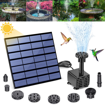 Solar Fountain,Solar Water Fountain Pump 6 Nozzles, Solar Powered Fountain Pump for Bird Bath, Ponds, Garden,Swimming Pool, Fish Tank,Outdoor and Aquarium,Black