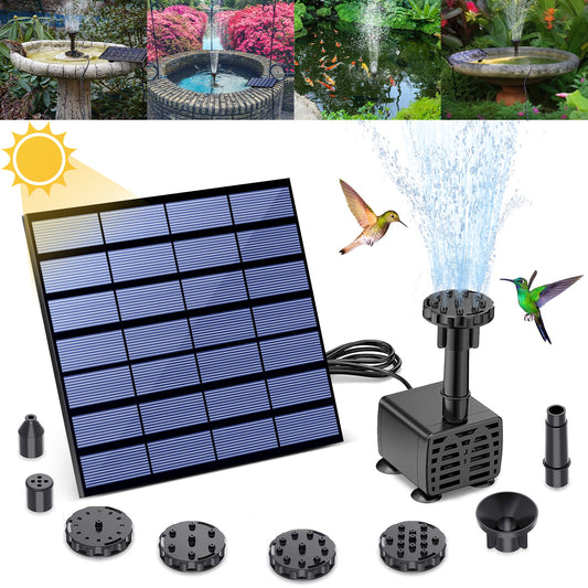 Solar Fountain,Solar Water Fountain Pump 6 Nozzles, Solar Powered Fountain Pump for Bird Bath, Ponds, Garden,Swimming Pool, Fish Tank,Outdoor and Aquarium,Black