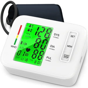 Upper Arm Blood Pressure Monitor, Electric Automatic Sphygmomanometer Pulsometer PR Tonometer with Adjustable Cuff, Voice Digital LED Display, FDA Approved, for Home Travel Use