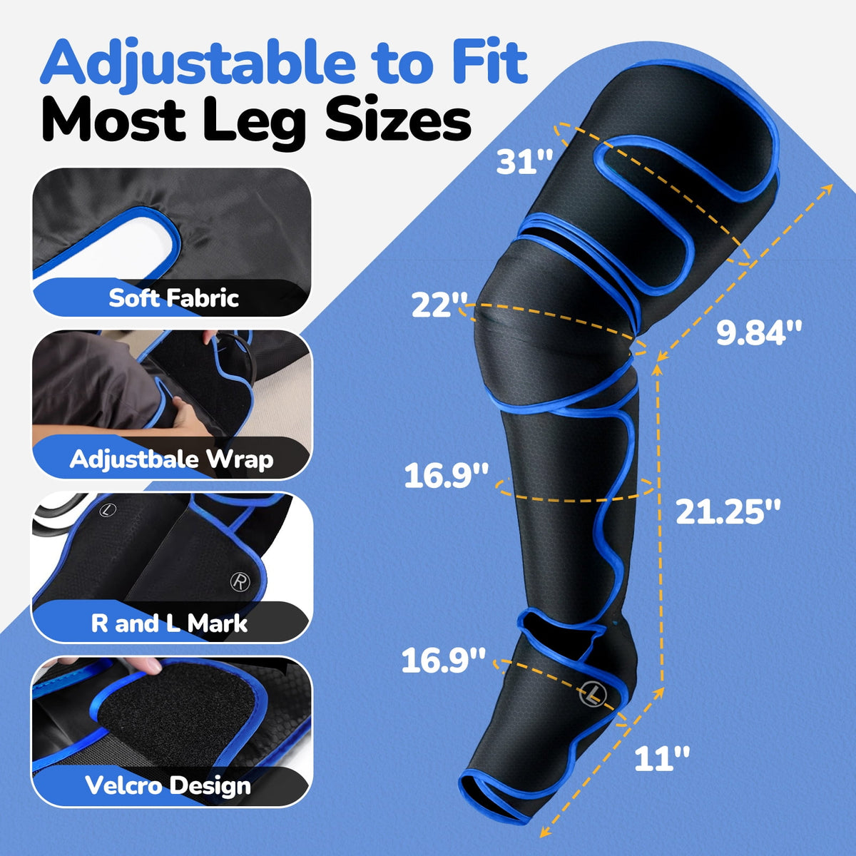 Qunler Leg Massager, Air Compression Foot Massager for Leg, Calf, Thigh, Vibration, Knee Heating, Helpful for Varicose Veins, Muscle Fatigue, Cramps, Swelling, Gift for Fathers' Mothers' Day