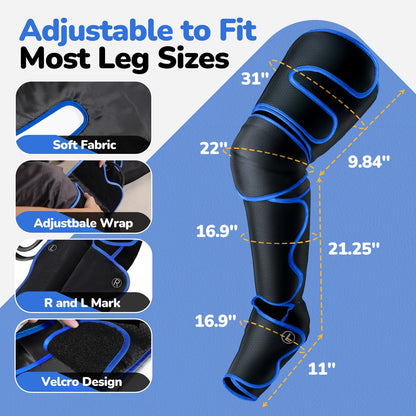 Qunler Leg Massager, Air Compression Foot Massager for Leg, Calf, Thigh, Vibration, Knee Heating, Helpful for Varicose Veins, Muscle Fatigue, Cramps, Swelling, Gift for Fathers' Mothers' Day