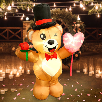 Melliful 4 ft Tall Valentine's Day Inlflatable Bear LED Lighted Decoration Wedding Holiday Lawn Garden Yard Decoration
