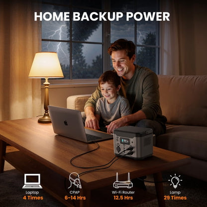 Qunler 300W 296Wh Portable Power Station, 60W USB-C PD, Pure Sine Wave 120V AC Outlet for Camping, Home Backup and Emergency Use, Gray