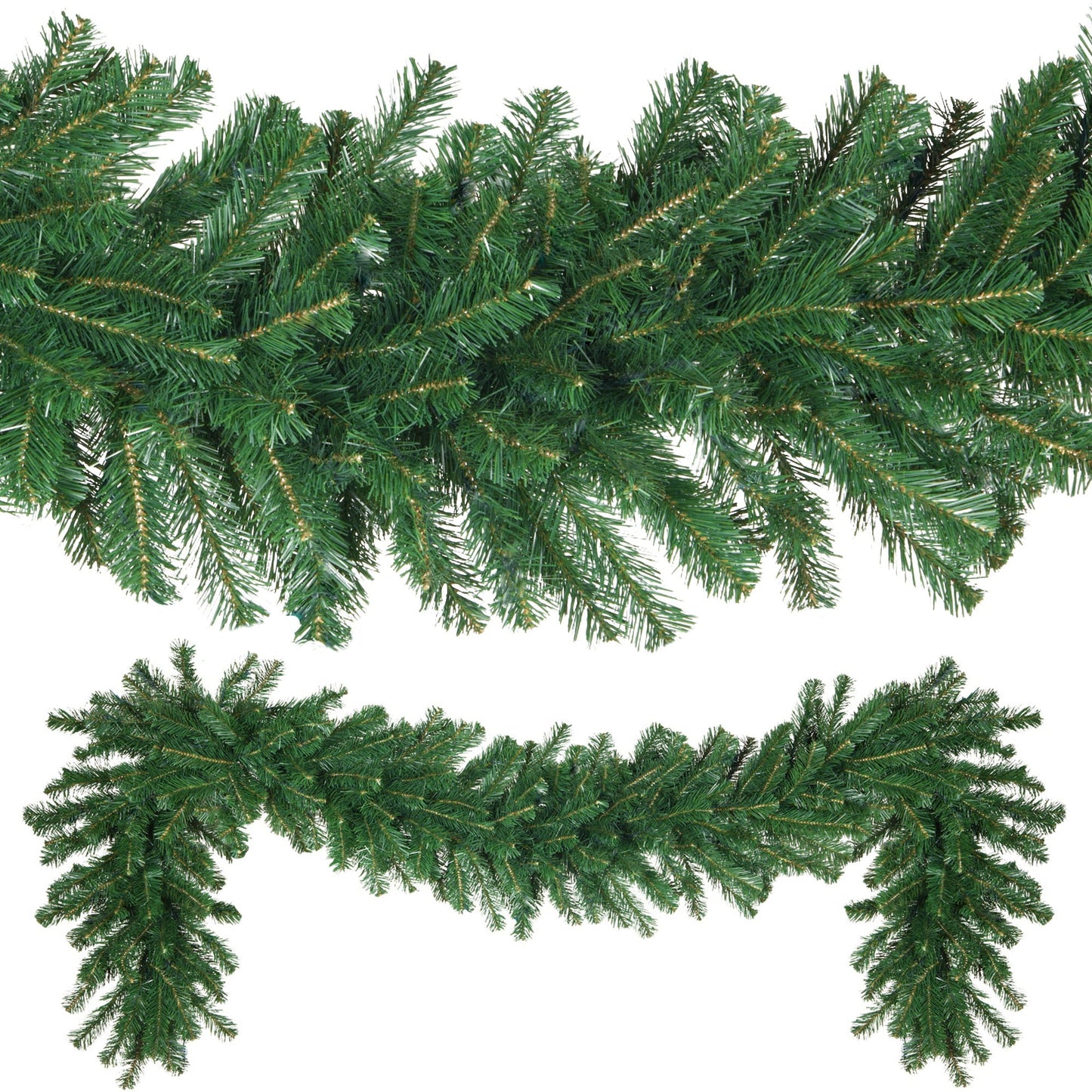 9ft Outdoor Pre-Lit Christmas Garland with Lights for Indoor Outdoor Christmas Decoration, 8 Lighting Modes, 275 Branches, Battery Operated