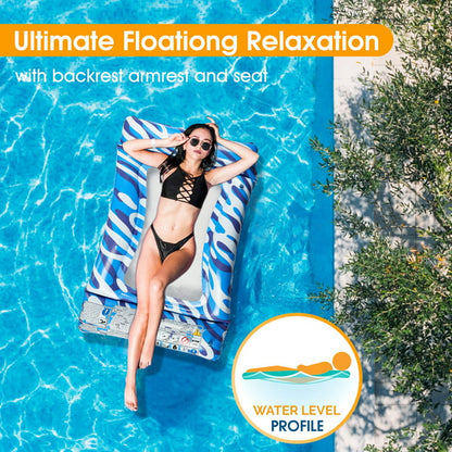 Pool Floats, Inflatable Swimming Pool Loungers with Adjustable Sun Canopy & Head Pillow for Pool Storage Toy, Beach Accessories, Water Hammock for Adults, Kids