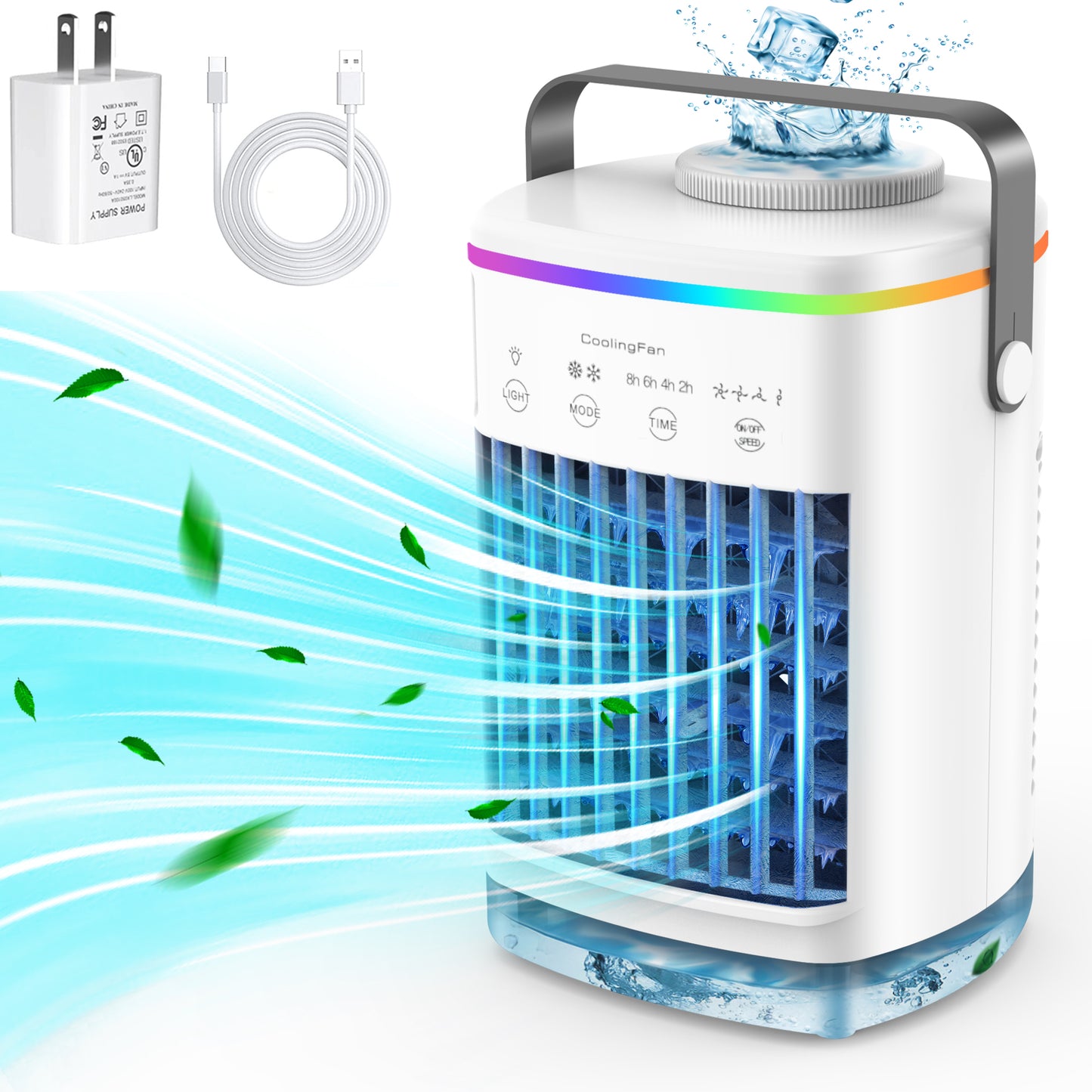 Oscillating Air Conditioner Fan, Beenate Retro Table Fan with 2 Wind Speeds Personal Air Conditioner Humidification Tower Fan