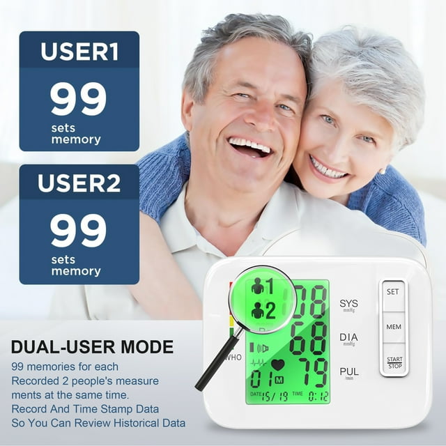 Upper Arm Blood Pressure Monitor, Electric Automatic Sphygmomanometer Pulsometer PR Tonometer with Adjustable Cuff, Voice Digital LED Display, FDA Approved, for Home Travel Use