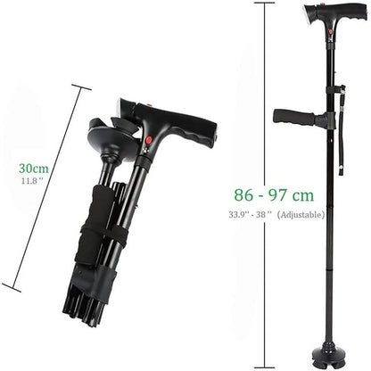 Walking Canes for Men & Women, Folding Canes with LED Flashlight, Fall Alarm, Heavy Duty, Pivot Tip, Foldable Walking Sticks for Seniors & Adults Balance