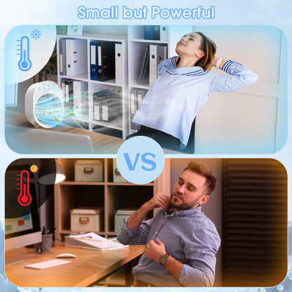 iFanze Portable Air Conditioner Fan, Rechargeable Evaporative Air Cooler Air Cooling Fan with 3 Speed, Personal Mini AC Desktop Fan for Room Home Bedroom Office Indoor Outdoor, White