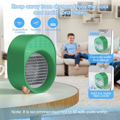 Jorocks Portable Air Conditioner Fan, Personal Evaporative Air Cooler with 3 Speeds, USB Rechargeable Desk AC Fan for Small Room Office Dorm Bedroom Camping, Green