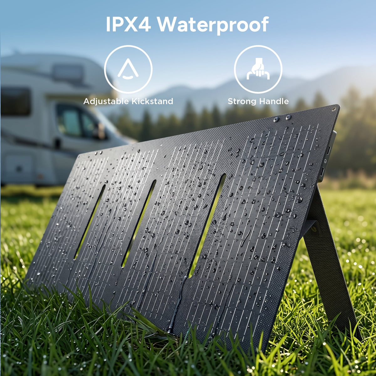 Qunler 60W Foldable Solar Panel with Kickstand for Portable Power Station,Portable Solar Charger for Camping,RV,off-Grid ,Black