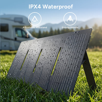 Qunler 60W Foldable Solar Panel with Kickstand for Portable Power Station,Portable Solar Charger for Camping,RV,off-Grid ,Black