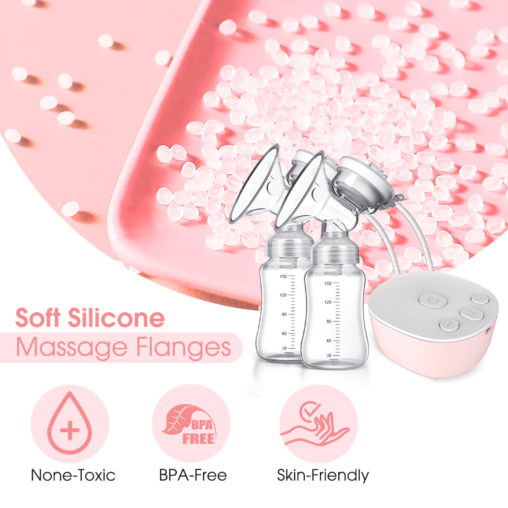 ifanze Double Electric Breast Pump, Portable Breastfeeding Milk Pumps, with Anti-Backflow, 3 Modes & 9 Levels,Ultra-Quiet and Pain Free Breast Pumps, Pink