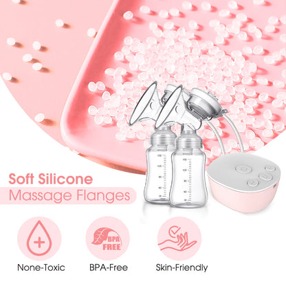 ifanze Double Electric Breast Pump, Portable Breastfeeding Milk Pumps, with Anti-Backflow, 3 Modes & 9 Levels,Ultra-Quiet and Pain Free Breast Pumps, Pink