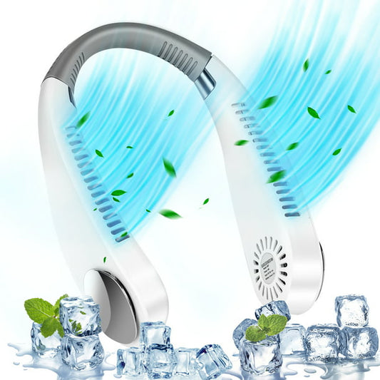 Bladeless Neck Fans, Personal Fans for Your Neck, Portable Hanging Neck Fans with LCD Digital Display, Rechargeable, Headphone Design for Indoor Office, Sports, Outdoor Travel