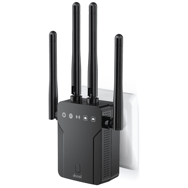 Doosl WiFi Range Extender, AC 1200Mbps 5G & 2.4G 3000 Sq.ft Dual Band Internet Booster, WiFi Signal Booster Repeater for Smart Home, Black