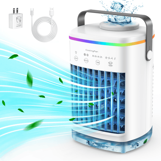 Air Conditioner Portable, Mini Portable Air Conditioner Quiet Desk Fan With Handle, Humidifier Misting Fan, Small Air Conditioner 3 Speeds, Evaporative Cooler For Home, Office, Room