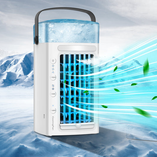 Air Conditioner Portable, Mini Portable Air Conditioner Quiet Desk Fan, Humidifier Misting Fan, Small Air Conditioner 3 Speeds AND LED Light, Evaporative Cooler For Home, Office, Room