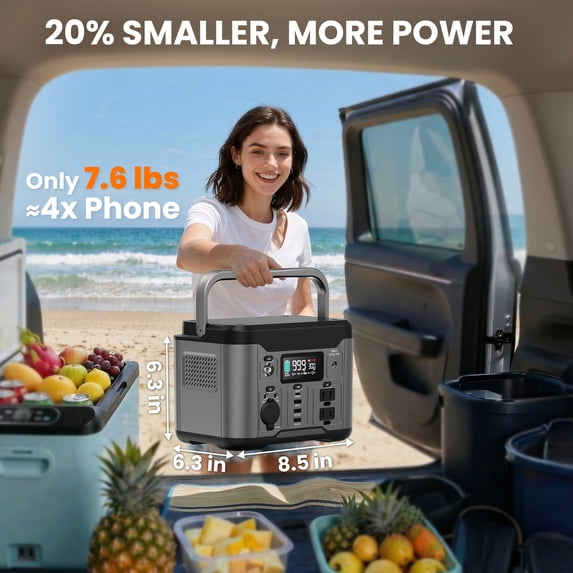 Qunler 300W 296Wh Portable Power Station, 60W USB-C PD, Pure Sine Wave 120V AC Outlet for Camping, Home Backup and Emergency Use, Gray