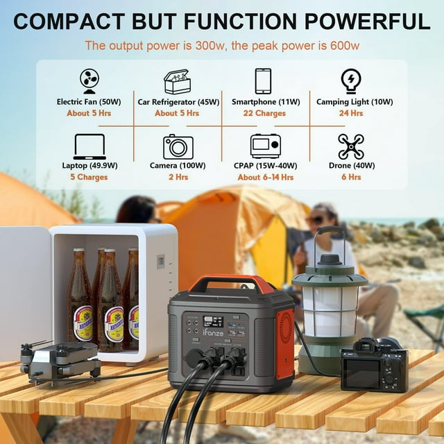 Portable Power Station 300W, Doosl 296Wh 80000mAh Outdoor Solar Generator for Outdoor Camping, Home Backup, RV Camping, Emergency, Power Outages