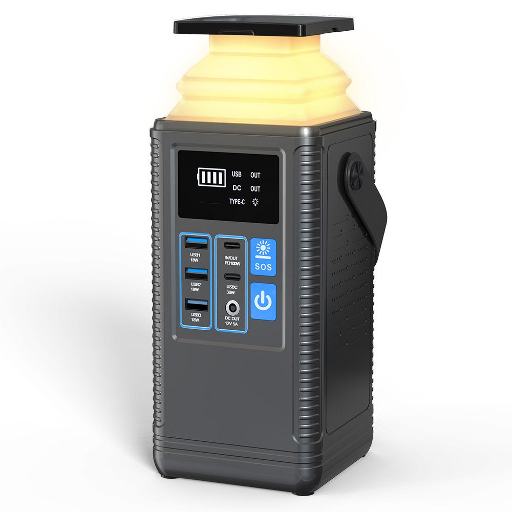 Power Bank Power Station 80000mAh, 296Wh Portable Outdoor Generator 100W USB-C PD Output with Retractable Auto Lighting And SOS Mode, Home Backup for Travel, Camping, Home Blackout