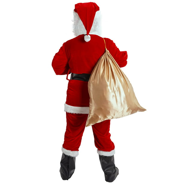 Melliful 11Pcs Santa Suit for Men , Adult Men's Deluxe Christmas Santa Claus Costume Set, XXL