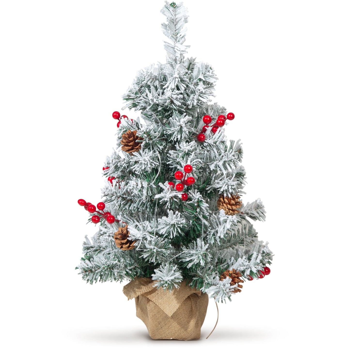 20in Pre-Lit Tabletop Artificial Christmas Tree in Green for Home, Office, Party Decoration with LED Light String, red Star Topper and Christmas Tree Ornaments set. Foldable Stand