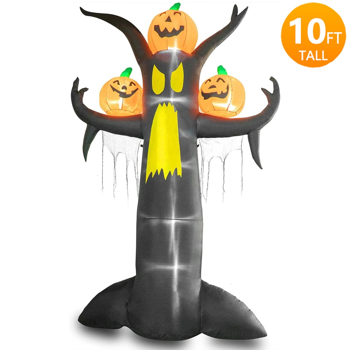 iFanze 10 Ft Halloween Inflatables Dead Tree with Pumpkins Yard Decoration, Blow up Halloween Decoration with Built-in LED Lights for Indoor Outdoor Holiday Party Yard Garden Lawn