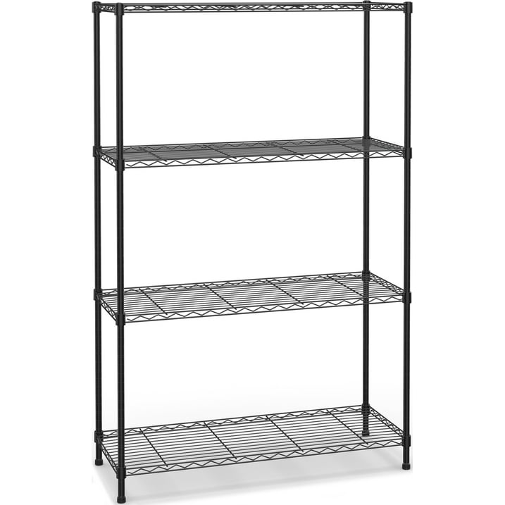 Qunler 4-Tier Storage Shelf Unit 54"H x 36"W x 14"D, Garage NSF Wire Shelving Steel Storage Shelves Heavy Duty Height Adjustable for 600lbs Capacity, Black