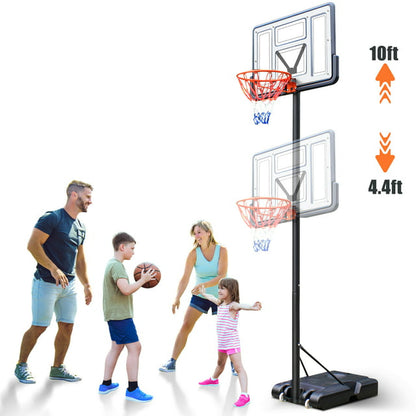 Qunler Basketball Hoop, 4.4-10ft Height Adjustable Portable Basketball Goal System, 44" Backboard, 18" Rim, Kids Adults Basketball Hoop Indoor Outdoor