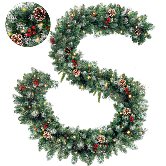 9FT Pre-Lit Christmas Garland with Lights