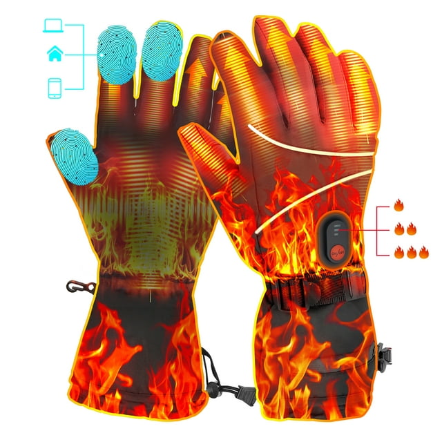 iFanze Heated Gloves, Outdoor Indoor Rechargeable Hand Warmer Glove Liners for Climbing Hiking Cycling, 7.4V Fast Heating, Winter Must Have Thermal Heated Motorcycle Gloves, Universal Size