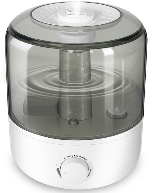 Qunler Humidifiers for Bedroom, Ultra Quiet Cool Mist Humidifier for Baby, Ultrasonic Air Humidifier with Auto Shut off, Adjustable 360Â° Rotation Nozzles, White