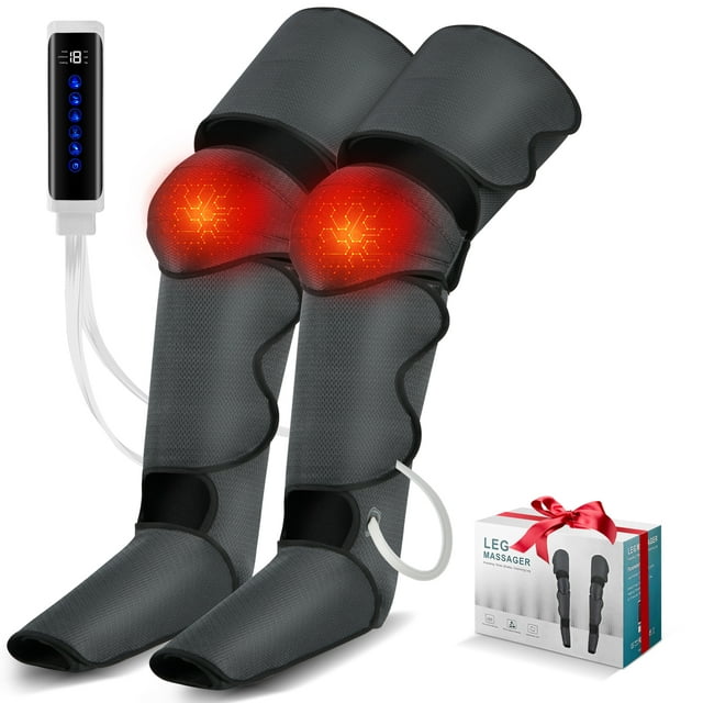 iFanze Leg Massager, Air Compression Leg Circulation System Wraps Feet, Calves, Knee & Thighs for Muscles Relaxation and Swelling Cramps Pain Relief, 2 Heat Levels, 4 Modes 4 Intensities