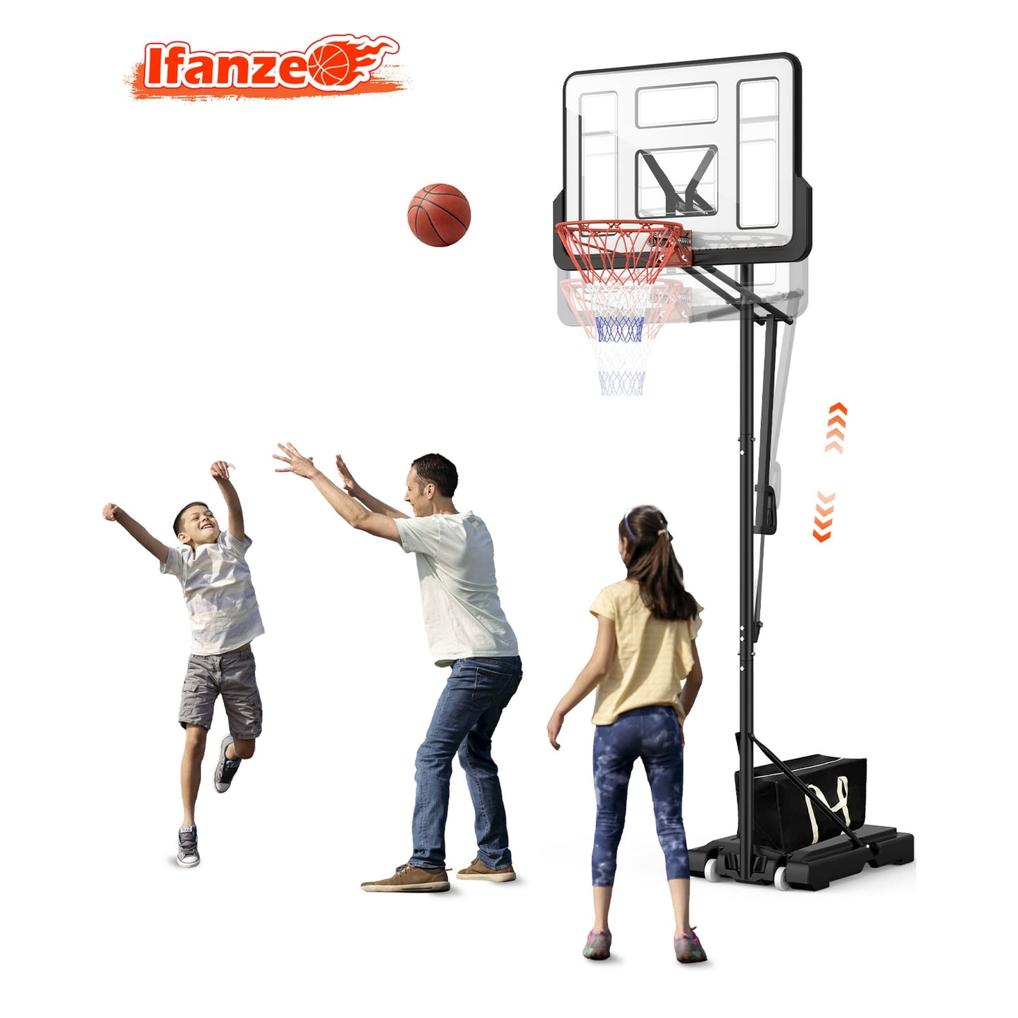 ifanze Portable Basketball Hoop 5ft to 7ft Adjustable Height, Poolside Basketball Stand System for Youth Kids Teenagers, Indoor Outdoor with 33" Width PVC Backboard ,Black