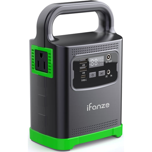 iFanze Portable Power Station, 24000mAh Camping Lithium Battery Solar Generator Fast Charging with AC Outlet 100W Peak Power Bank for Home Backup Outdoor Emergency RV Van