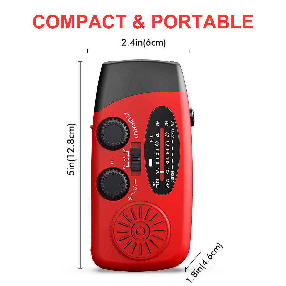 Emergency Hand Crank Radio with LED Flashlight, AM/FM/NOAA Portable Weather Radio with Built-in 2000mAh Battery, Solar Powered Radio for Indoor Outdoor Survival Camping
