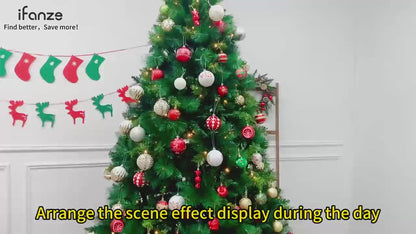 6ft Pre-Lit Artificial Christmas Tree with LEDs Colorful Lights and Decorations, Lifelike 650 Branch Tips Holiday Living Full Xmas Tree for Home Decoration Holiday