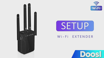 Doosl WiFi Range Extender, AC 1200Mbps 5G & 2.4G 3000 Sq.ft Dual Band Internet Booster, WiFi Signal Booster Repeater for Smart Home, Black