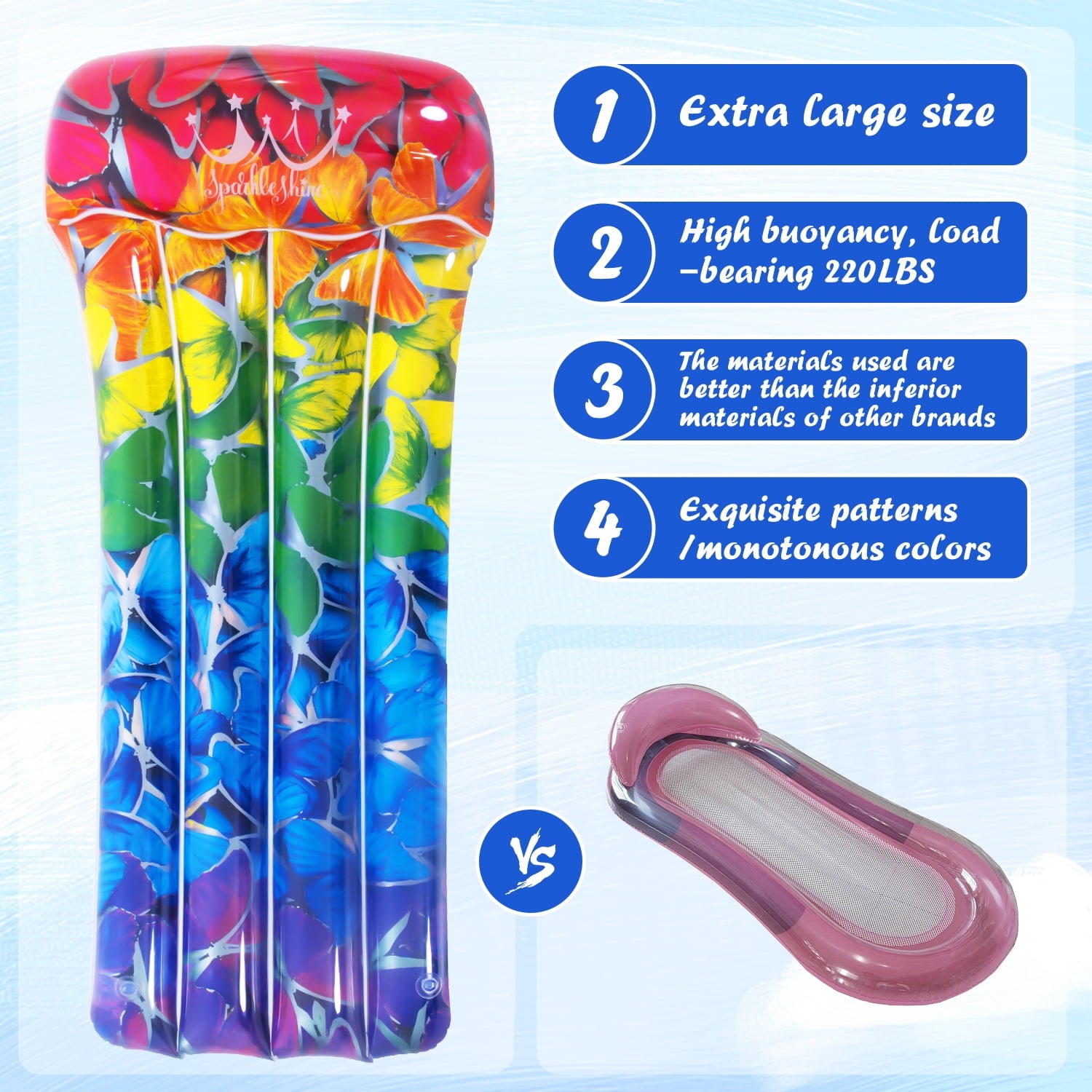 iFanze Pool Floats, Colorful Butterflies Pool Hammock, Water Hammock (Saddle, Lounge Chair, Hammock, Drifter), A relaxing float perfect for Swimming Pool
