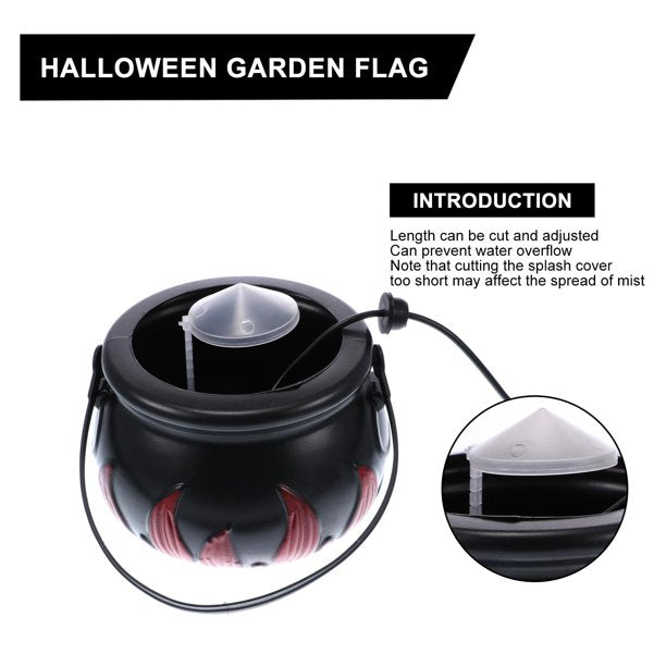 Halloween Black Cauldron Mist Maker Fogger, Smoke Fog Machine with 12 LED Color Changing for Halloween Party