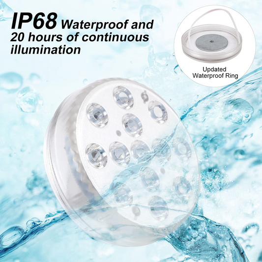 Submersible LED Lights, Full Waterproof Pool Lights for Inground Pool with Magnets, Suction Cups, Color Changing Underwater Lights for Aquarium Wedding Party (2 Pack)