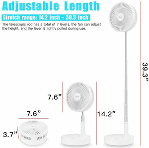 Portable Standing Fan with Remote Controller, 16" Foldable Fan, 7200mah Rechargeable Quiet USB Mini Folded Floor Fan, Pedestal Fans for Personal Bedroom Office Fishing Camping Travel