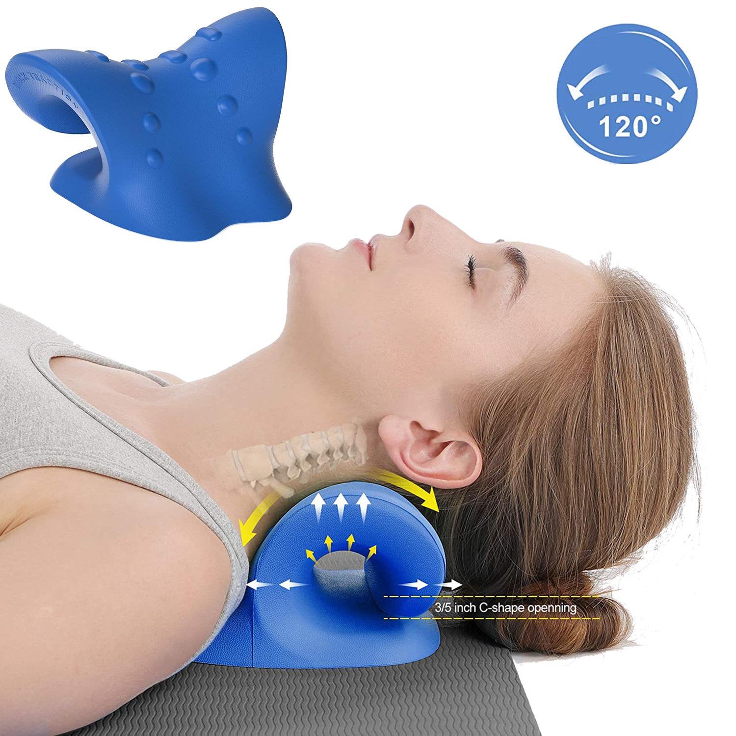 Cervical Traction Device for Neck Shoulder Pain Relief, Neck Stretcher Portable Chiropractic Pillow, Neck Stretcher, Neck Massage Pillow for Neck Shoulder Pain Relief